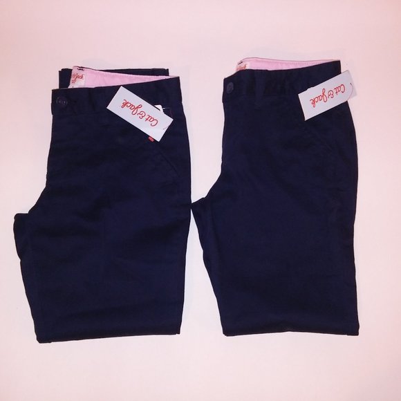 Cat & Jack Other - Set of 2 Cat & Jack Girls Uniform Pants Size 8 Plus Navy Blue Solid Chino New Wi